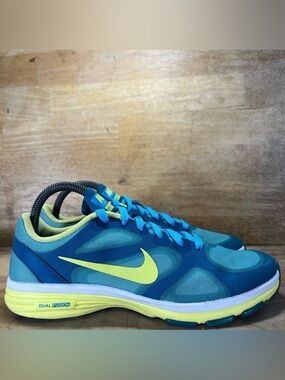 Nike Dual Fusion TR Womens Size 8 Running Shoes Sneakers Blue Teal/Yellow